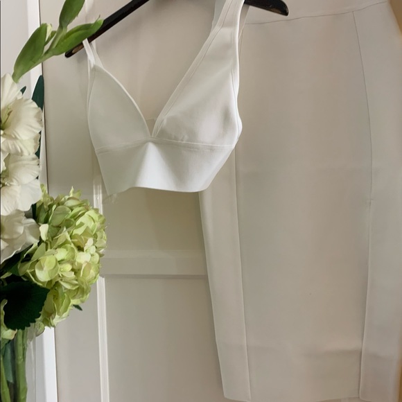 CO-ORD WHITE 2 PIECE TOP & SKIRT SET BANDAGE DRESS - Picture 9 of 15